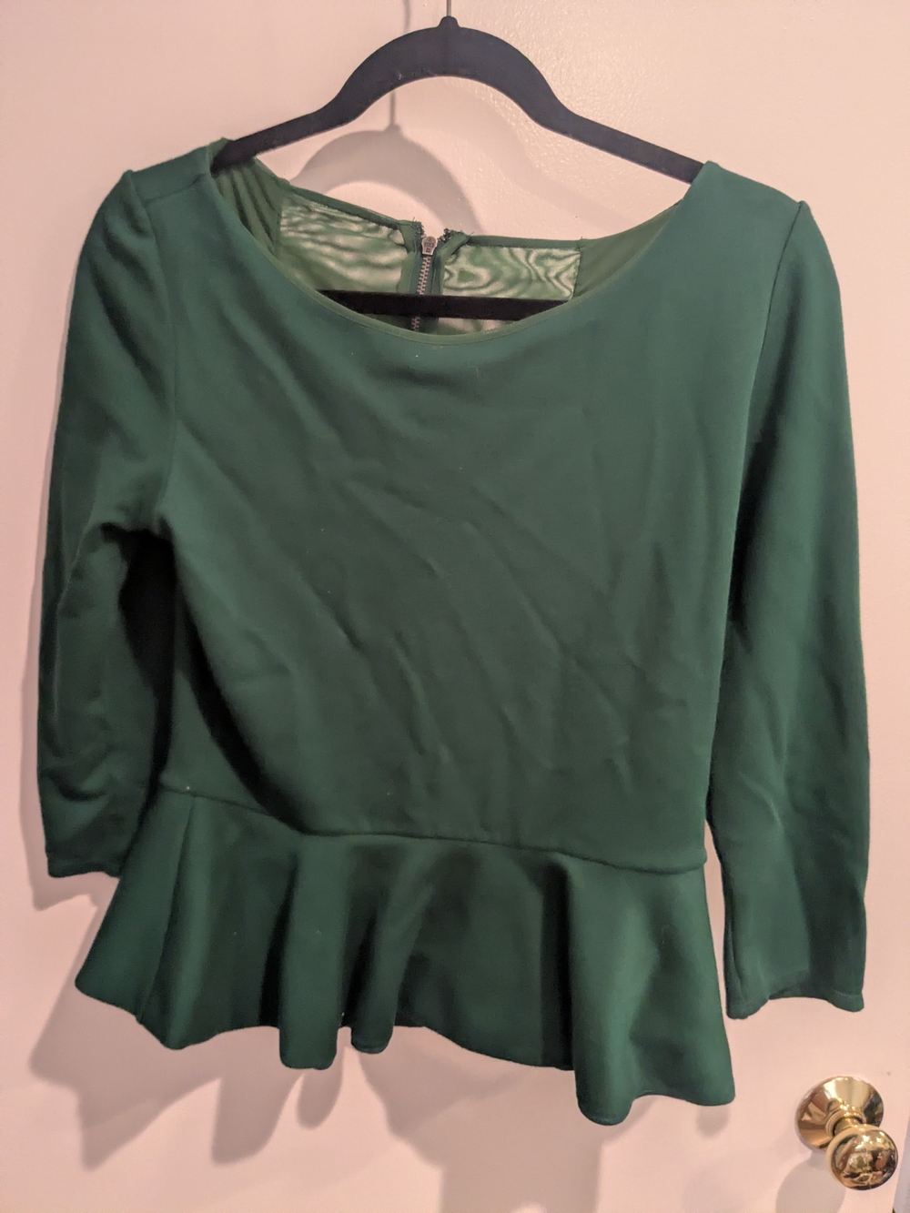 Alice + Olivia Emerald Green Peplum Blouse